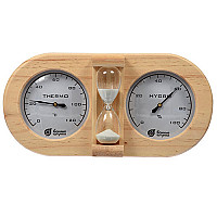   Термометр с гигрометром "Банная станция с часами"