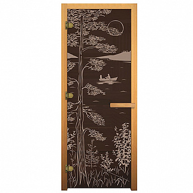 Везувий Дверь для бани бронза "Тайга" - Общий вид двери