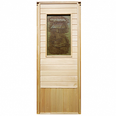 DoorWood Дверь для бани липа Эконом "Изба" - Общий вид двери
