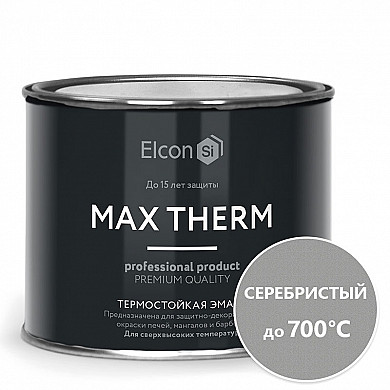 Elcon Эмаль термостойкая +700 серебристо-серая, 0,4 кг. - Эмаль Элкон термостойкая +600 серебристо-серая, 0,4 кг.