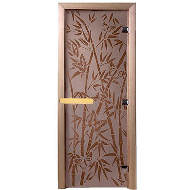 DoorWood Дверь для бани сатин "Бамбук, бабочки" - 