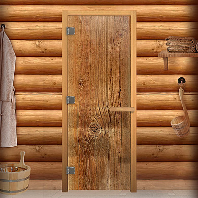 Везувий Дверь для бани Декор "Дерево" стандарт - Дверь для бани Декор "Дерево" стандарт в бане