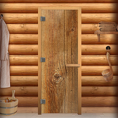 Везувий Дверь для бани Декор "Дерево" люкс - Дверь для бани Декор "Дерево" люкс в бане