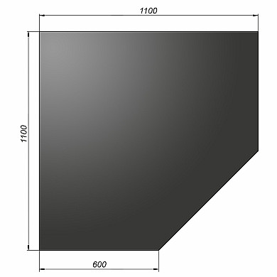 Везувий Лист напольный угловой 1100х1100х2 чёрный - Лист напольный угловой 1100х1100х2 чёрный