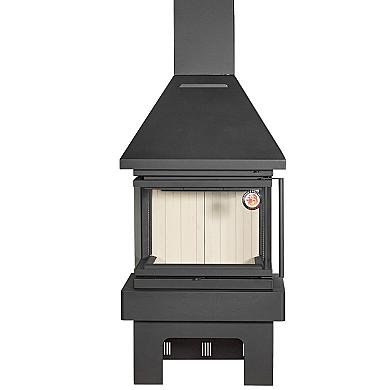 Экокамин ПРАГА три стекла (нью) черный - 