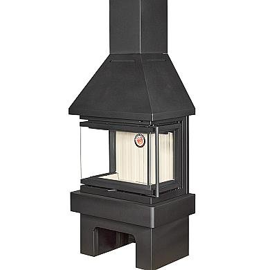 Экокамин ПРАГА три стекла (нью) черный - 