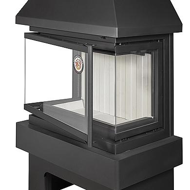 Экокамин ПРАГА три стекла (нью) черный - 