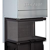 Каминная топка Экокамин ДЕЛЬТА 800 PВ три стекла принтинг подовое горение черный шамот