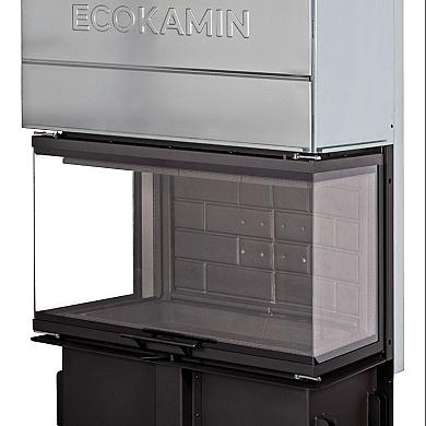 Экокамин ДЕЛЬТА 800 PВ три стекла принтинг подовое горение черный шамот - 