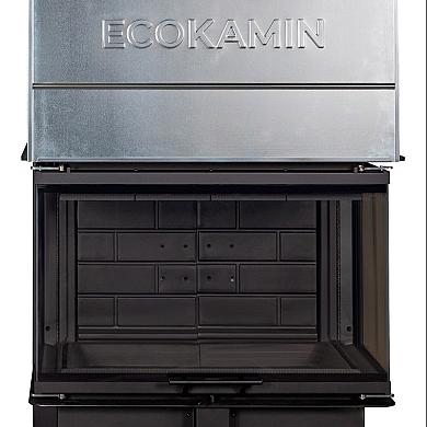 Экокамин ДЕЛЬТА 800 PВ три стекла принтинг подовое горение черный шамот - 
