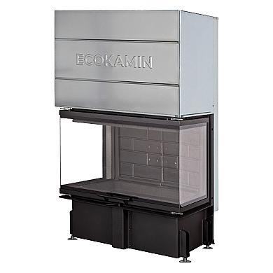 Экокамин ДЕЛЬТА 800 PВ три стекла принтинг подовое горение черный шамот - 