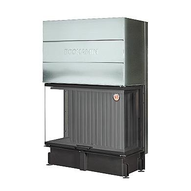 Экокамин ДЕЛЬТА 1200х800х450 PB три стекла подовая черный шамот - 