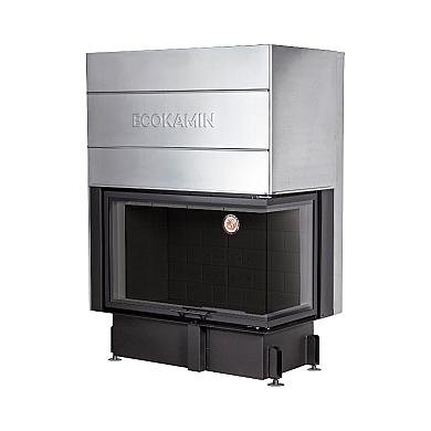 Экокамин ДЕЛЬТА 1000 RB два стекла принтинг правая черный шамот - 