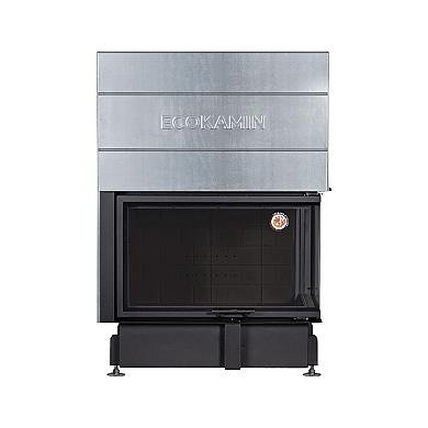 Экокамин ДЕЛЬТА 1000 RB два стекла принтинг правая черный шамот - 