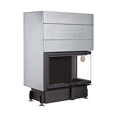 Экокамин ДЕЛЬТА 1000 RB два стекла принтинг правая черный шамот - 