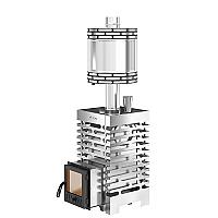 Печь для бани ASTON  16 НЕРЖ. стекло с круглым баком на трубе 50л Ø115 (AISI 439)