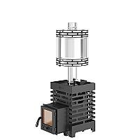 Печь для бани ASTON 12 стекло с баком на трубе 50л Ø115 (AISI 439) (круглый)