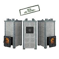 Печь для бани Эверест Легкий пар Профи каменка «по-серому», Талькохлорит, S-50 мм, Резная (2 стороны)