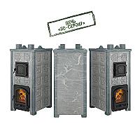 Печь для бани Эверест Легкий пар Профи каменка «по-серому», Талькохлорит, Б/В, Резная (2 стор.+фасад)