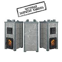 Печь для бани Эверест Легкий пар Профи каменка из чугуна, Талькохлорит, Б/В, Резная (2 стор.+фасад)