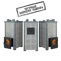 Печь для бани Эверест Легкий пар Профи каменка из чугуна, Талькохлорит, S-50 мм, Резная (3 стороны)