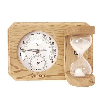 Эверест Термогигрометр мини  c часами, кедр (TG-09 white) - 