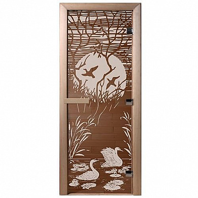 DoorWood Дверь для бани бронза "Лебединое озеро" - Общий вид двери