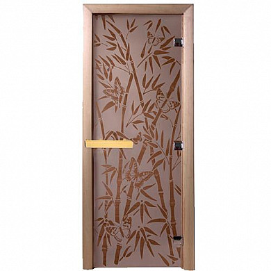DoorWood Дверь для бани сатин "Бамбук, бабочки" - Общий вид двери